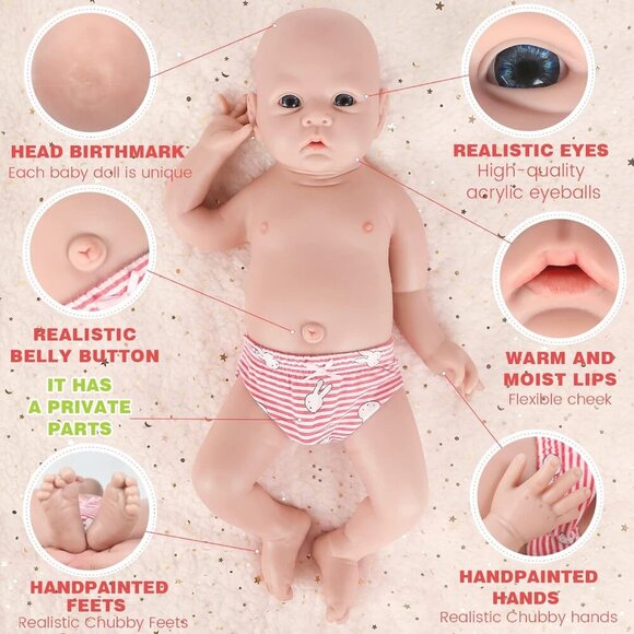 🆕18inch Full Body Silicone Baby Doll Girl Stress-Relief Toy Soft Newborn Baby